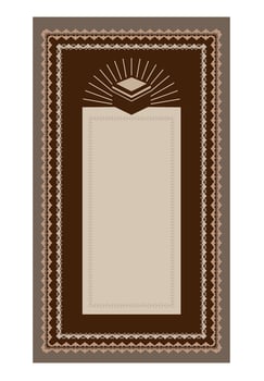 Muslim brown prayer rug with decorative elements. Islamic textile. vector