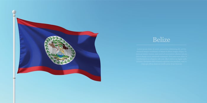 Waving Flag of Belize Against Clear Blue Sky Copyspace vector