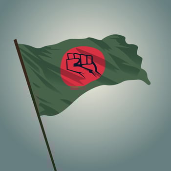 Waving Bangladeshi Protest flag flying high on the sky vector