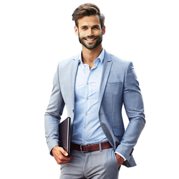 Professional Businessman in Blue Suit Holding a Folder png