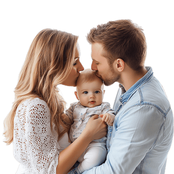 Happy Parents Kissing Their Baby on transparent background png