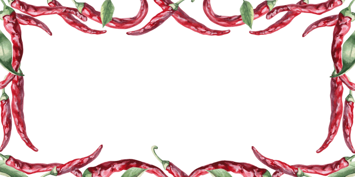 Rectangular frame of hot red pepper pods. Hand drawn isolated watercolor vegetable illustration for tableware design, posters, cookbook illustration, fabric and clothing printing png