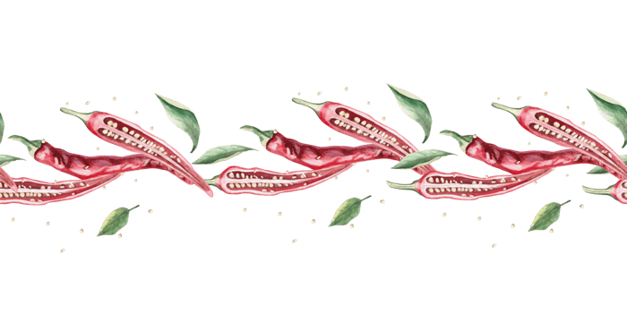 Seamless border with peppers sliced lengthwise. Hand drawn isolated watercolor illustration of vegetables for tableware design, posters, cookbook illustration, tablecloth print png