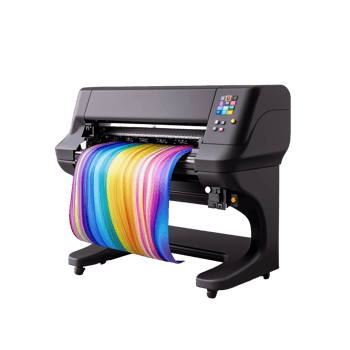 Large format printer with colorful output on transparent background png