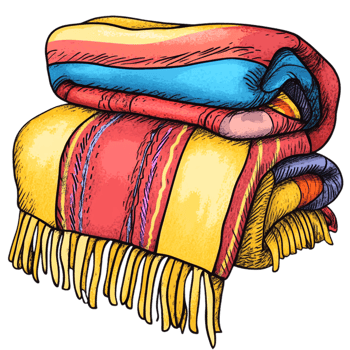 Hand drawn cartoon illustration of a blanket png