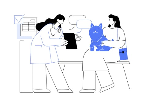 Visiting veterinarian isolated cartoon illustrations. vector