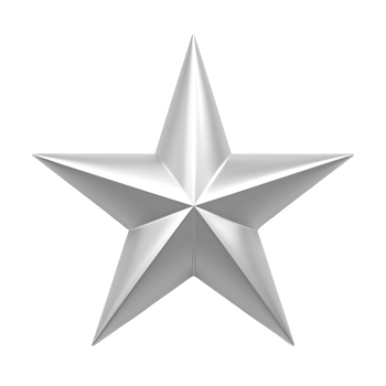 A 3D Silver, Five-Pointed Star Symbol png