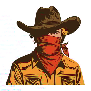 Wild West cowboy in hat and bandana mask vector