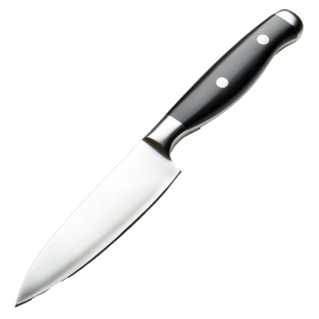 Sharp kitchen knife resting on a clean countertop png