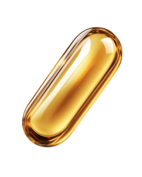 Golden capsule on reflective surface png