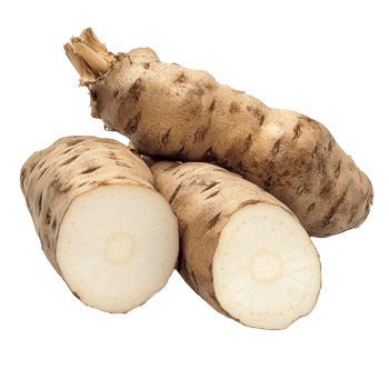 Fresh sunchokes on display showing inner texture png