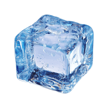A clear ice cube resting on a smooth surface png