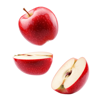 Red apples sliced showing fresh interior details png
