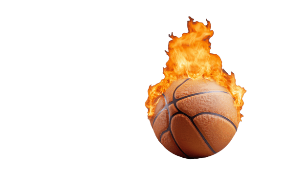 Basketball with large flames png