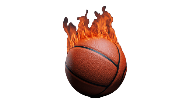 Basketball with red-orange flames png