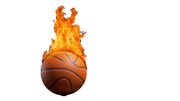 Basketball with intense flame burst png