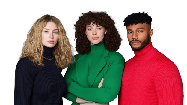 Portrait of four people with confident poses png
