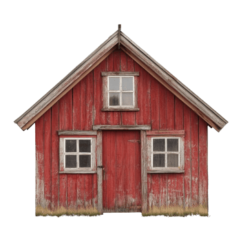 Old red wooden house with weathered charm png