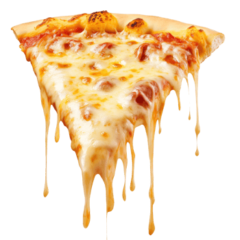 Dripping toppings on a cheese pizza slice png