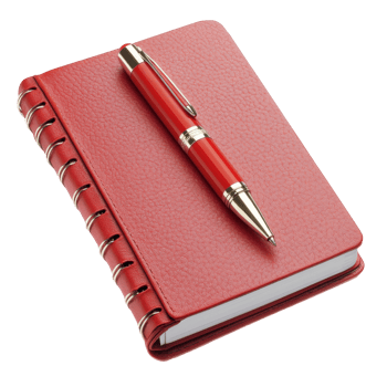 Red notebook and pen on a white background png