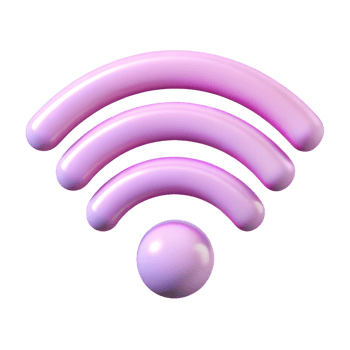 Violet wi-fi sign 3d illustration isolated on the transparent background png