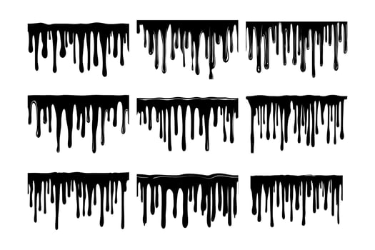 Dripping Paint or Liquid Borders Set vector