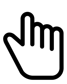 icon of a hand cursor symbol pointing with a finger, representing a click or gesture for internet and computer usage png