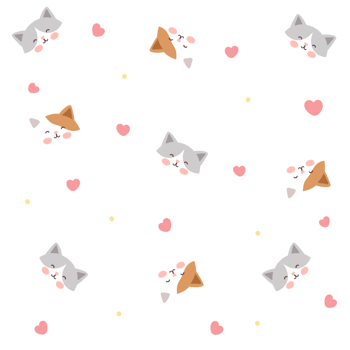 cute cat seamless pattern with love icon png