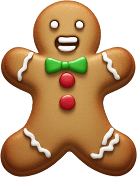 A gingerbread man with a bow tie and green bow tie png