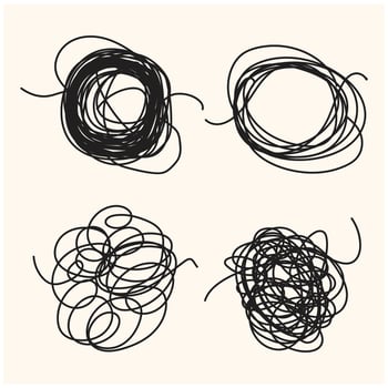 Chaos patterns With illustration style doodle and line art vector