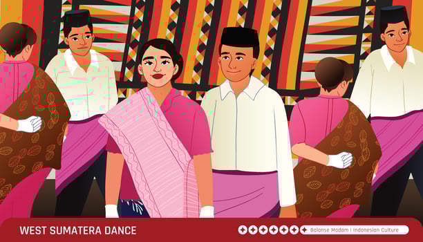 West Sumatera Balanse Madam culture flat design illustration vector