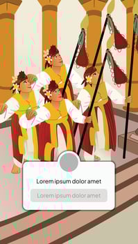 Social Media post template idea with Indonesia Bali dancer illustration vector