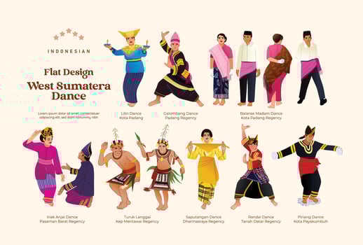 Isolated Indonesian West Sumatera flat design dancer illustration vector