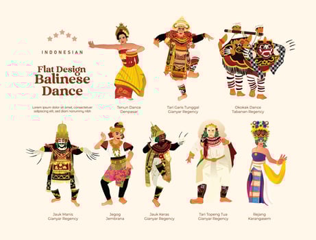 Flat design Isolated Indonesian Balinese Dancer illustration vector