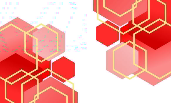 dark red and light red hexagon geometric abstract background vector