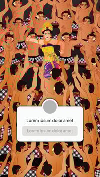 Balinese kecak dancer Illustration for social media post vector