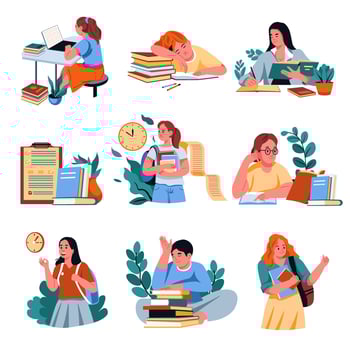 Student and teacher icons vector