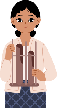 tan skinned girl playing angklung png
