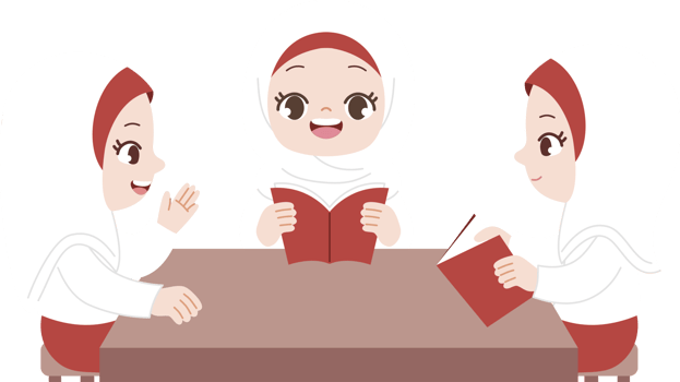 muslim hijab girl reading and studying together png