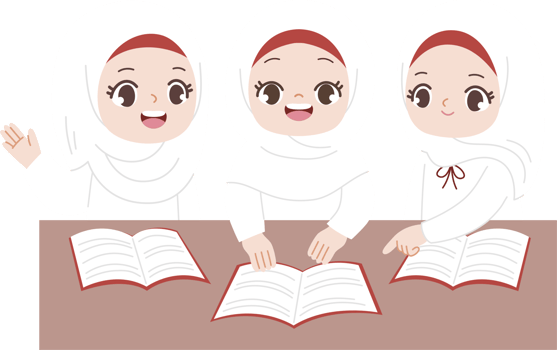 muslim hijab girl studying together at school png