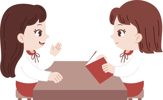 cute girls studying and opening discussion png