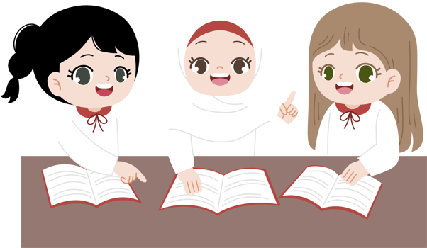 cute girls studying in group png