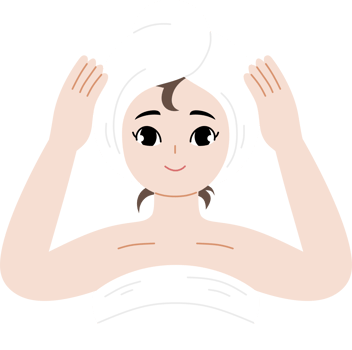 woman wrap her hair using towel png