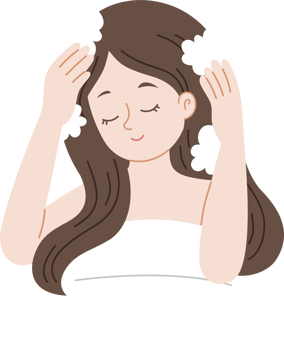woman doing self care washing hair png