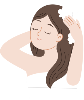 woman relaxing and wash hair png