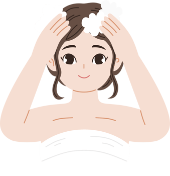 woman clean hair using shampoo png