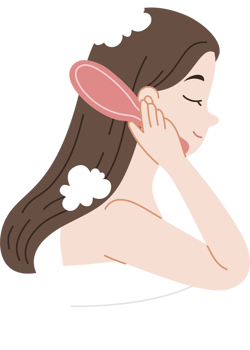 woman washing hair and brushing hair png