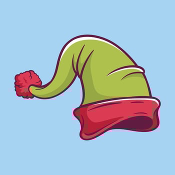 Green cartoon christmas elf hat hand drawn illustration vector
