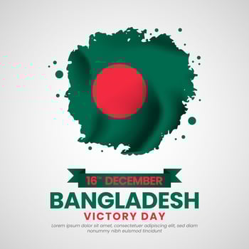 Creative Bangladesh flag square banner background with grunge brush national color for victory day vector