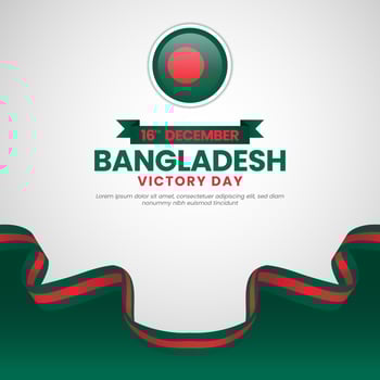 Bangladesh happy independence day greeting card, square banner background with waving ribbon flag vector